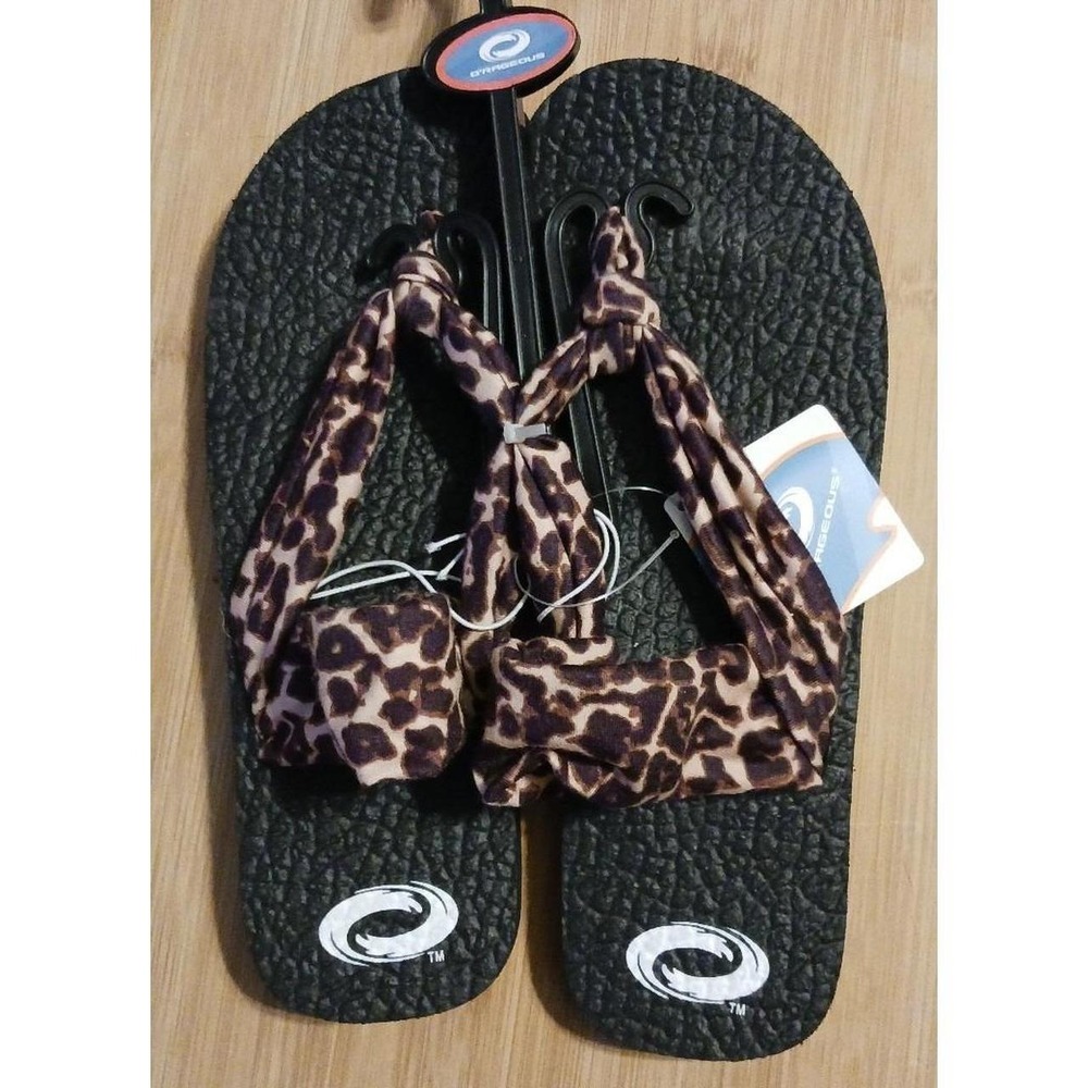 NEW O'Rageous Women's Cheetah Print Bungee Yoga Sandals, Size 8